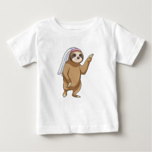 T-shirt Pour Bébé Sloth as Bride with Veil