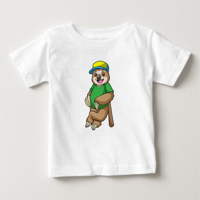 T-shirt Pour Bébé Sloth au baseball avec batte de baseball (Devant)