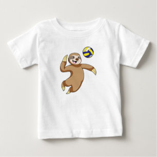 T-shirt Pour Bébé Sloth comme joueur de volleyball avec volleyball