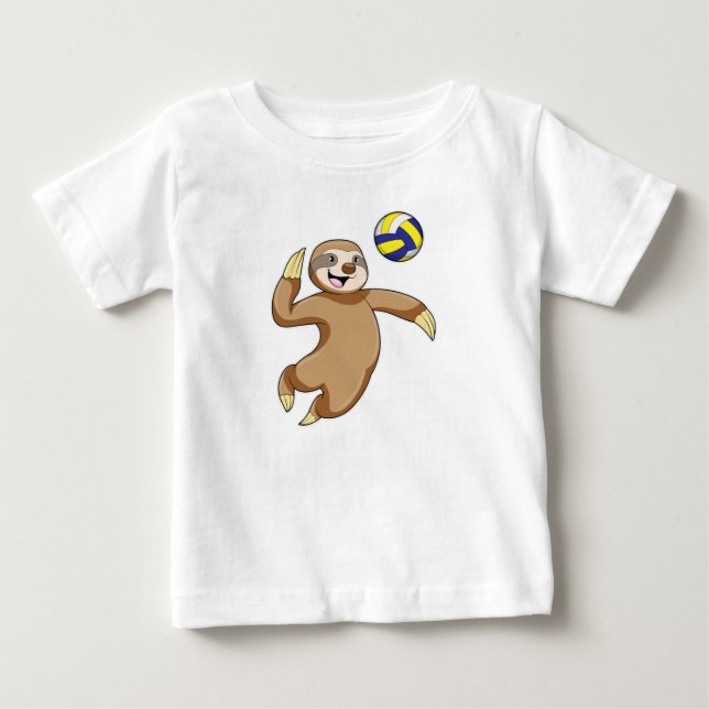 T-shirt Pour Bébé Sloth comme joueur de volleyball avec volleyball (Devant)