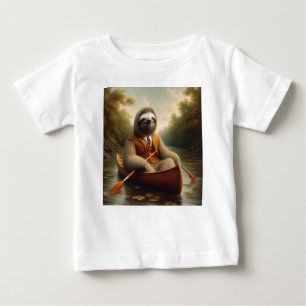 T-shirt Pour Bébé Sloth Dans Un Canoë