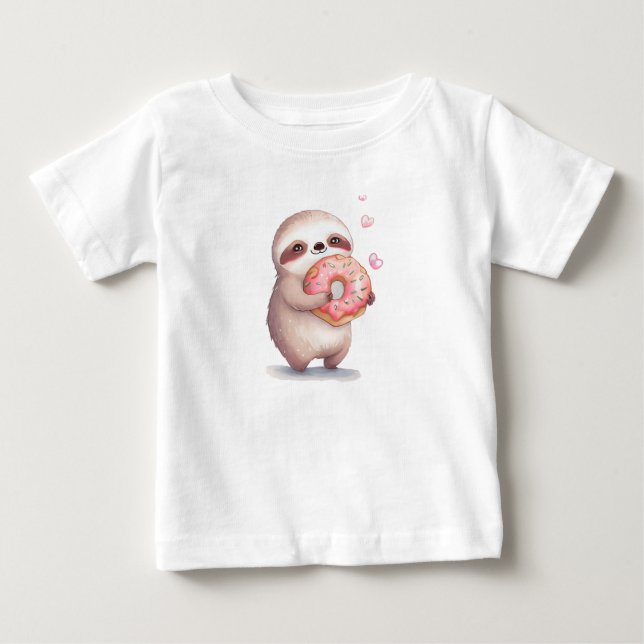 T-shirt Pour Bébé Sloth Loves Donut (Devant)
