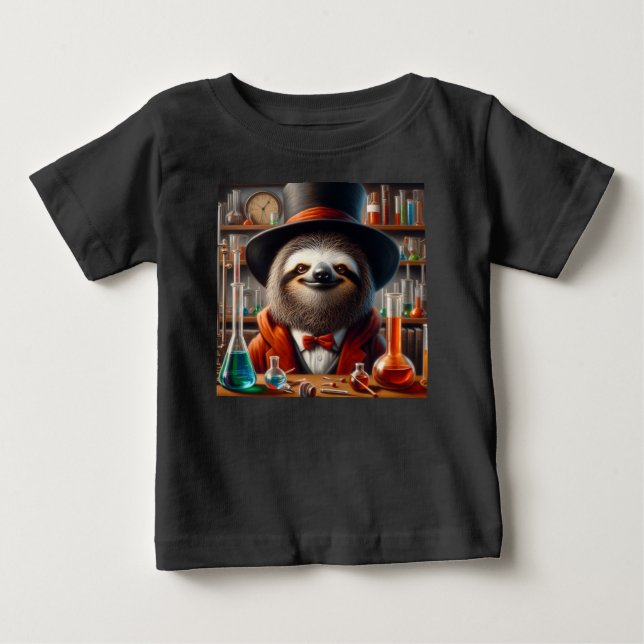 T-shirt Pour Bébé Sloth Mad Scientifique (Devant)