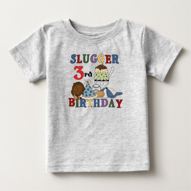 T-shirt Pour Bébé Slugger de baseball 3e chemises d'anniversaire (Devant)