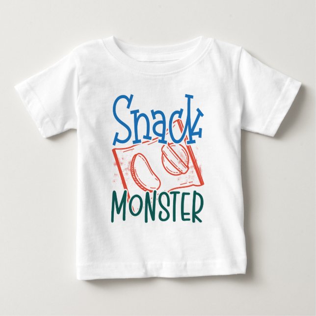 T-shirt Pour Bébé Snack Monster drôle et mignonne bébé blanc (Devant)