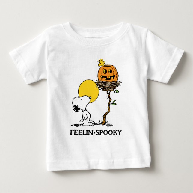 T-shirt Pour Bébé Snoopy & Bois Nid Avec Jack O'Lantern (Devant)
