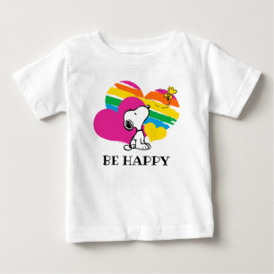 T-shirt Pour Bébé Snoopy et Woodstock   Coeurs arc-en-ciel