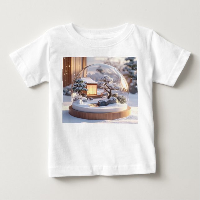T-shirt Pour Bébé Snow Globe Serenity – Japanese House in Winter Sti (Devant)