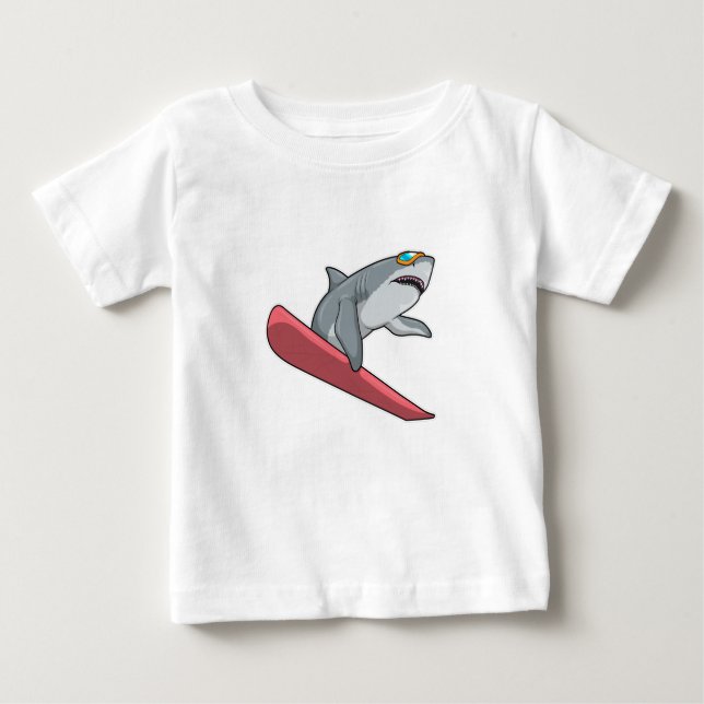 T-shirt Pour Bébé Snowboard requin (Devant)