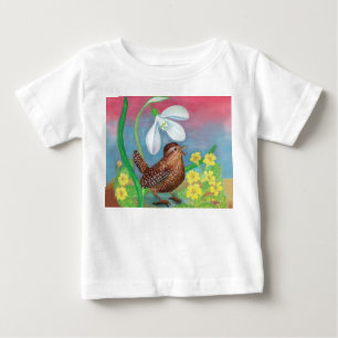 T-shirt Pour Bébé Snowdrop & wren oiseau summon le printemps