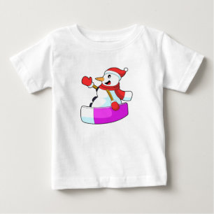 T-shirt Pour Bébé Snowman comme Snowboardeur avec Sonowboard.PNG