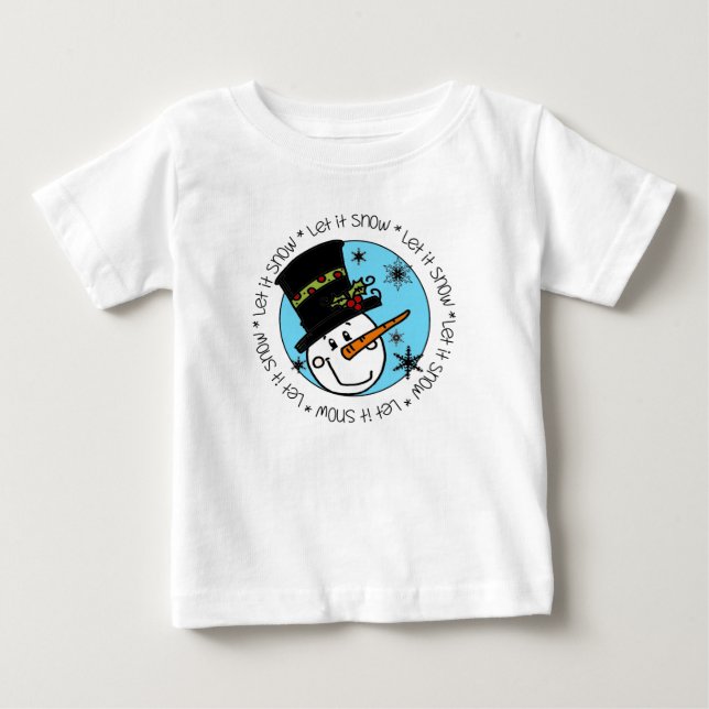 T-shirt Pour Bébé Snowman Laisser Neige Fêtes De Noël (Devant)
