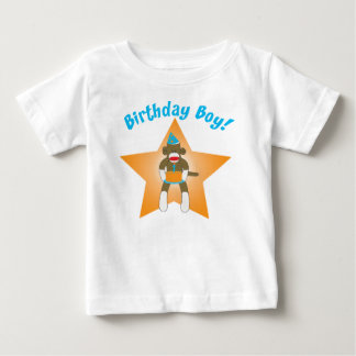 T-shirt Pour Bébé Sock Monkey Birthday Boy