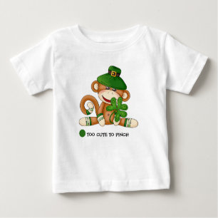 T-shirt Pour Bébé Sock Monkey with Shamrock St. Patrick's Day