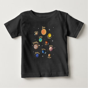 T-shirt Pour Bébé Solar System Planets Kids Knowledge Outer Space T-