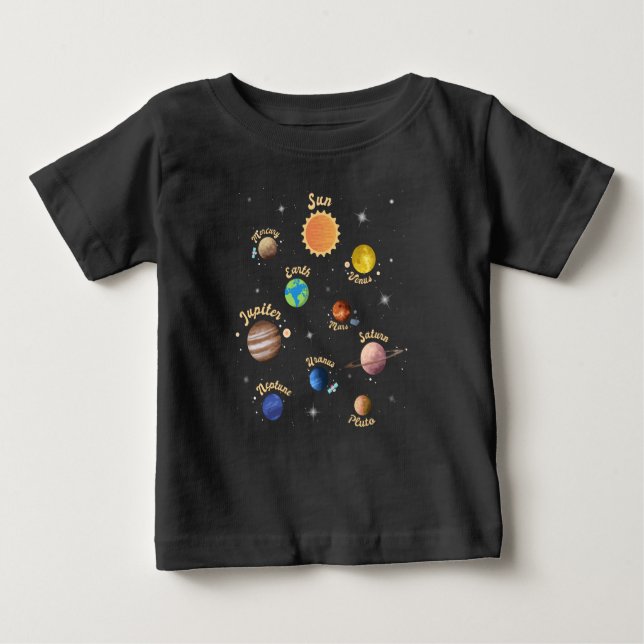 T-shirt Pour Bébé Solar System Planets Kids Knowledge Outer Space T- (Devant)
