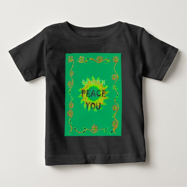 T-shirt Pour Bébé Soleil Rayonnant : Paix Soyez Avec Vous Impression (Devant)