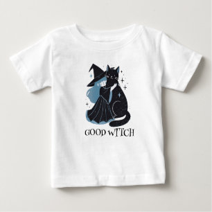 T-shirt Pour Bébé sorcière avec chat noir