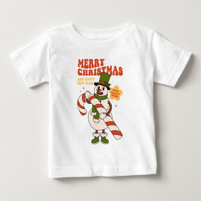 T-shirt Pour Bébé Souhaits de vacances - Un Sucre de canne Noël (Devant)