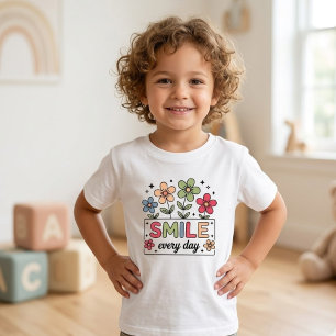 T-shirt Pour Bébé Sourire Chaque Jour Rétro Fleurs Enfants