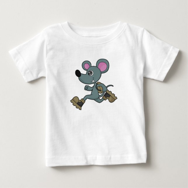 T-shirt Pour Bébé Souris comme coureur avec sac à dos (Devant)