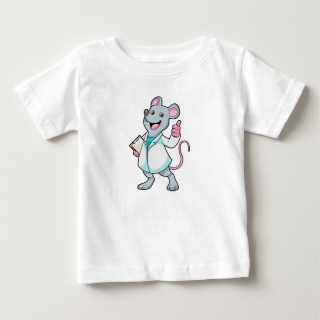 T-shirt Pour Bébé Souris comme docteur avec manteau de docteur (Devant)