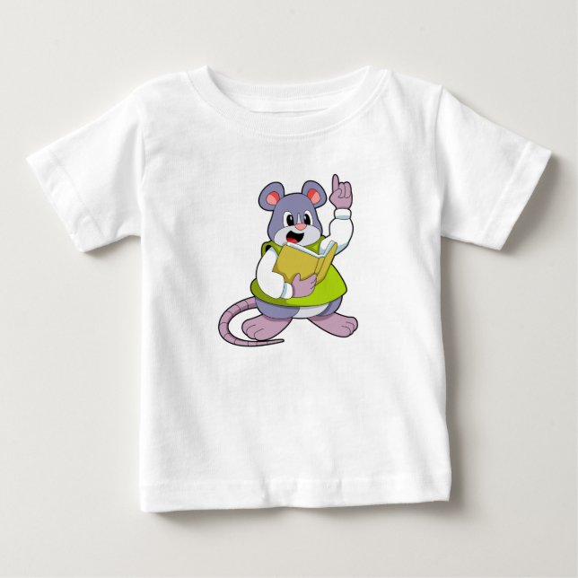T-shirt Pour Bébé Souris comme enseignant avec livre (Devant)