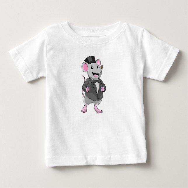 T-shirt Pour Bébé Souris comme marié avec ruban (Devant)