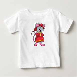 T-shirt Pour Bébé Souris comme pompier avec casque