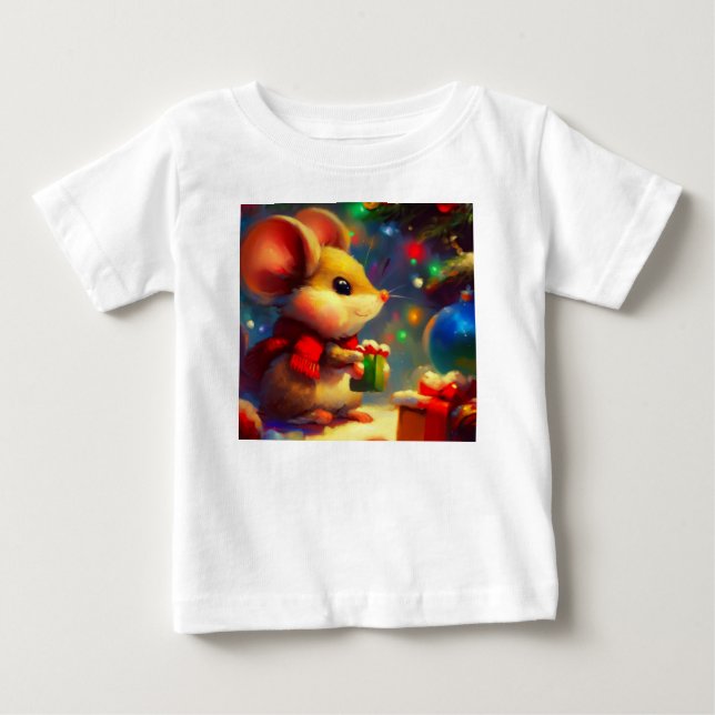 T-shirt Pour Bébé Souris de Noël 2 (Devant)