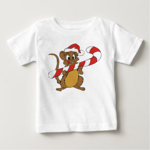 T-shirt Pour Bébé Souris De Noël Avec Un Sucre de canne