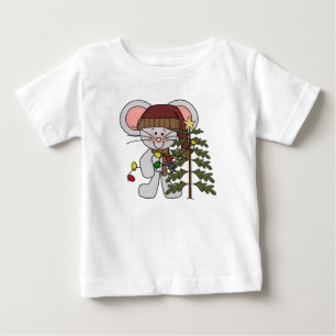 T-shirt Pour Bébé Souris de Noël décorant l'arbre