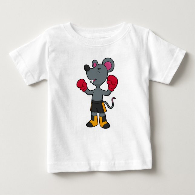 T-shirt Pour Bébé Souris en boîte avec gants de boxe (Devant)