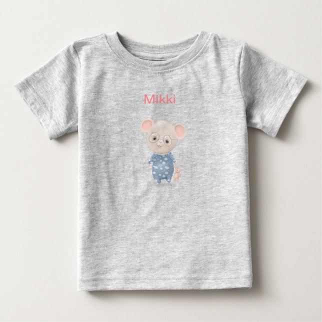 T-shirt Pour Bébé souris mignonne avec lunettes (Devant)