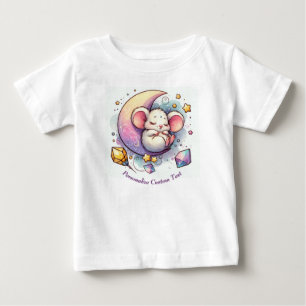 T-shirt Pour Bébé Souris mignonne personnalisée dormant sur une demi