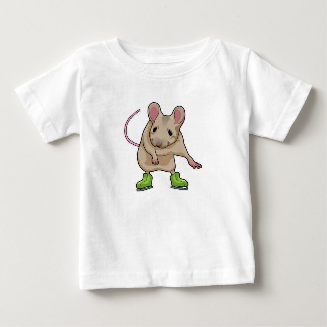 T-shirt Pour Bébé Souris Patinage sur glace Patins sur glace (Devant)