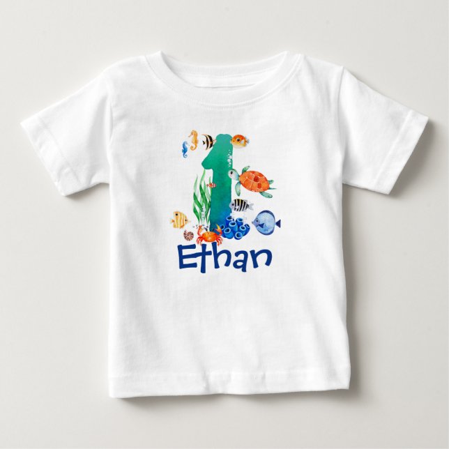 T-shirt Pour Bébé Sous la mer 1er anniversaire chemise (Devant)