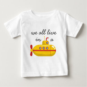 T-shirt Pour Bébé Sous la mer, sous-marin jaune 
