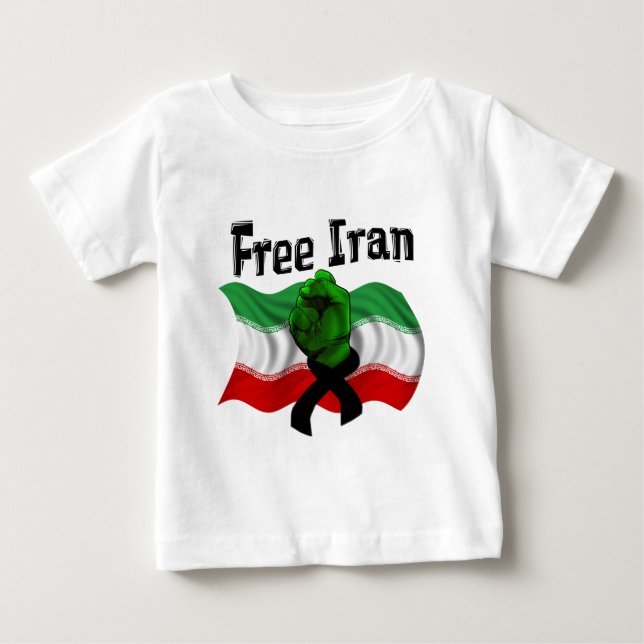 T-shirt Pour Bébé Soutien à la vague verte, Iran libre (Devant)