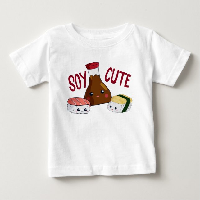 T-shirt Pour Bébé Soy Cute Kawaii Sushi Soysauce Tamago Rolls (Devant)