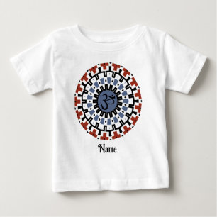 T-shirt Pour Bébé Spirituel Mandala Yoga Om Blue Rust Customisé