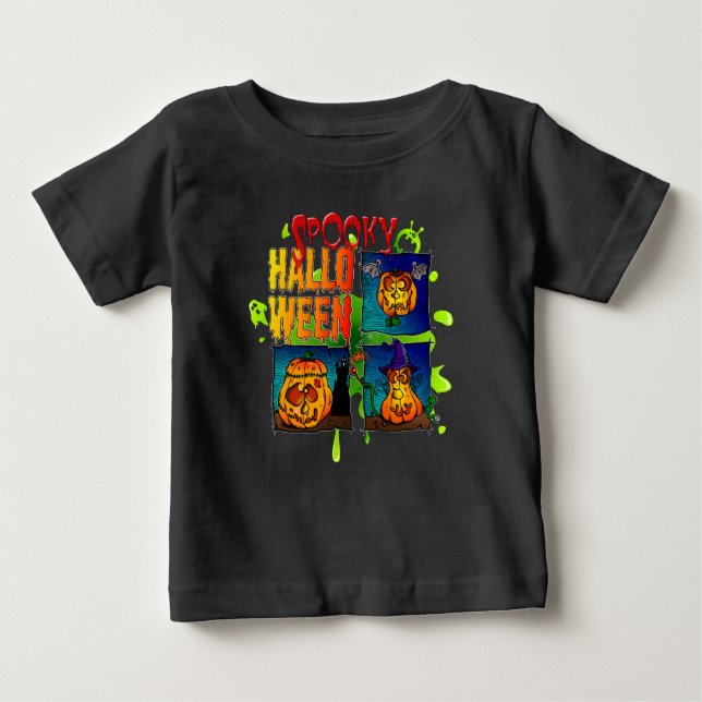 T-shirt Pour Bébé Spooky Halloween (Devant)