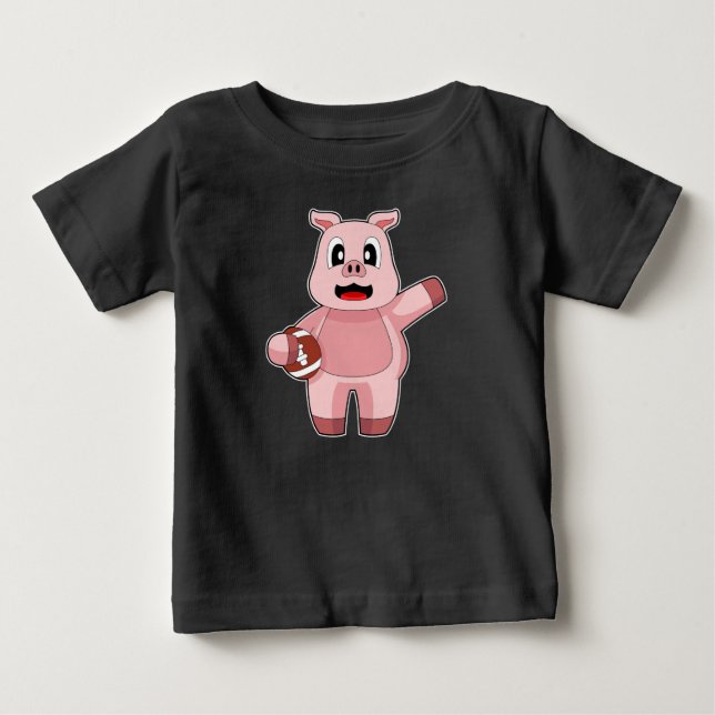T-shirt Pour Bébé Sport de football américain de porc (Devant)