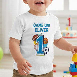 T-shirt Pour Bébé Sports Balls Recrue de l'Année Premier Anniversair