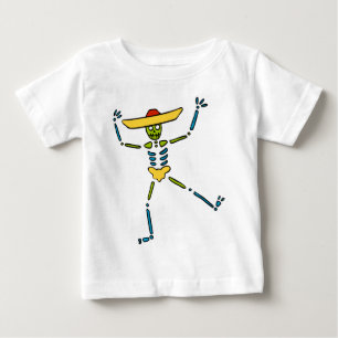 T-shirt Pour Bébé Squelette mexicain coloré de danse