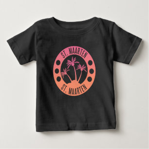 T-shirt Pour Bébé St Maarten Rose et Coral Gradient Sint Martin
