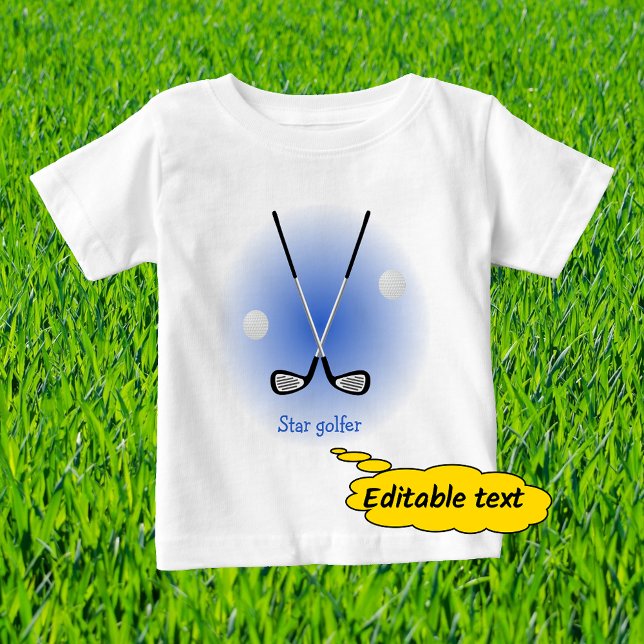 T-shirt Pour Bébé Star golfeur nom personnalisé bleu (Créateur téléchargé)