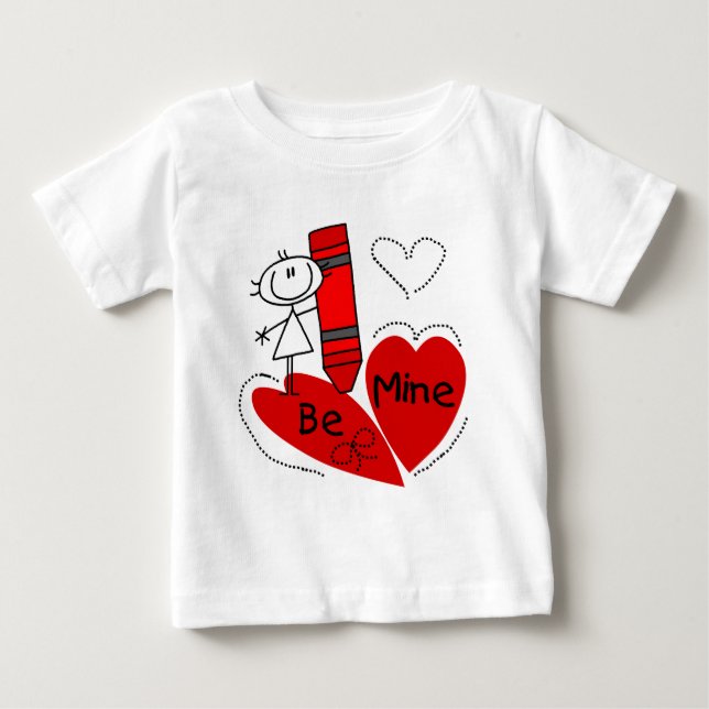 T-shirt Pour Bébé Stick Girl Be Mine Valentine (Devant)