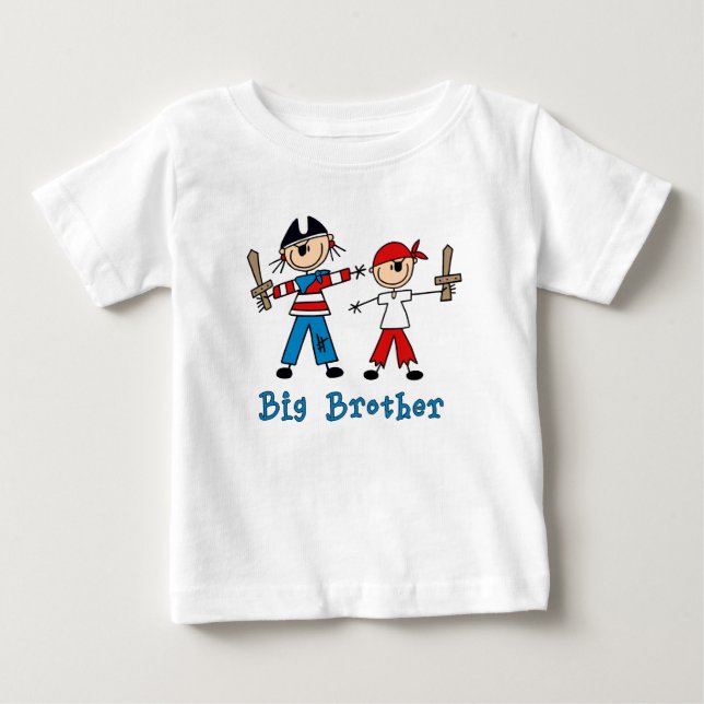 T-shirt Pour Bébé Stick Pirates Big Brother (Devant)