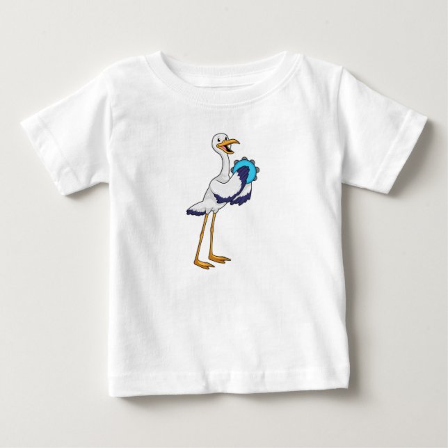 T-shirt Pour Bébé Stork en musicien avec Tambourine (Devant)